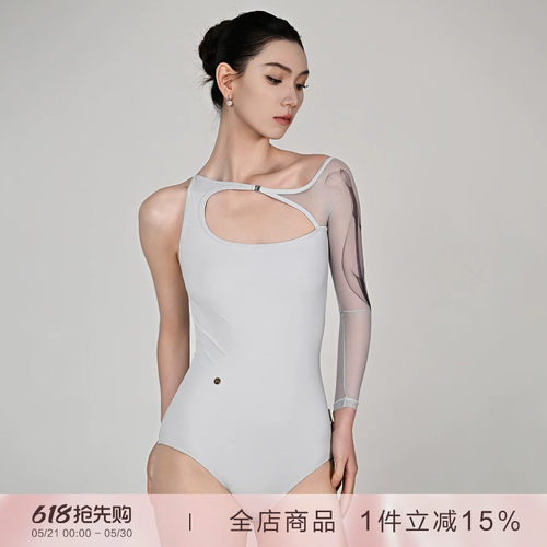 danzbaby芭蕾舞服成人女舞蹈服瑜伽不规则印花网单袖练功体服B409