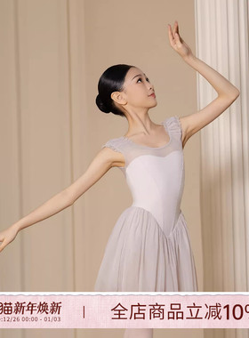 Danzbaby芭蕾舞儿童专业舞蹈无袖网纱木耳边拼接女童连衣裙BAS73
