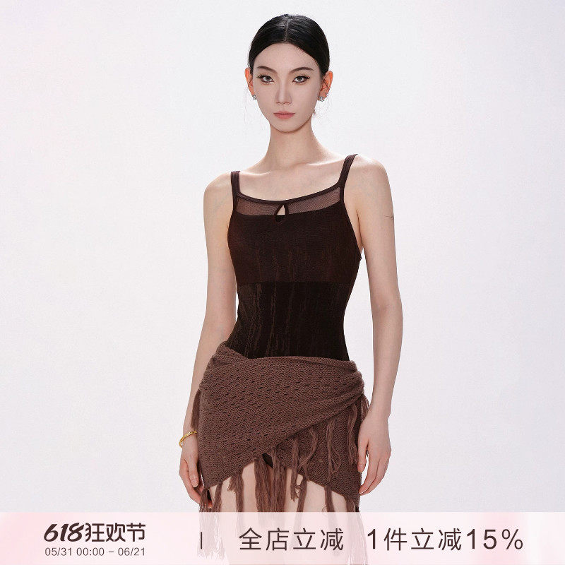 danzbaby芭蕾舞服女体操服成人练功服暗纹网纱拼接吊带体服B362-2