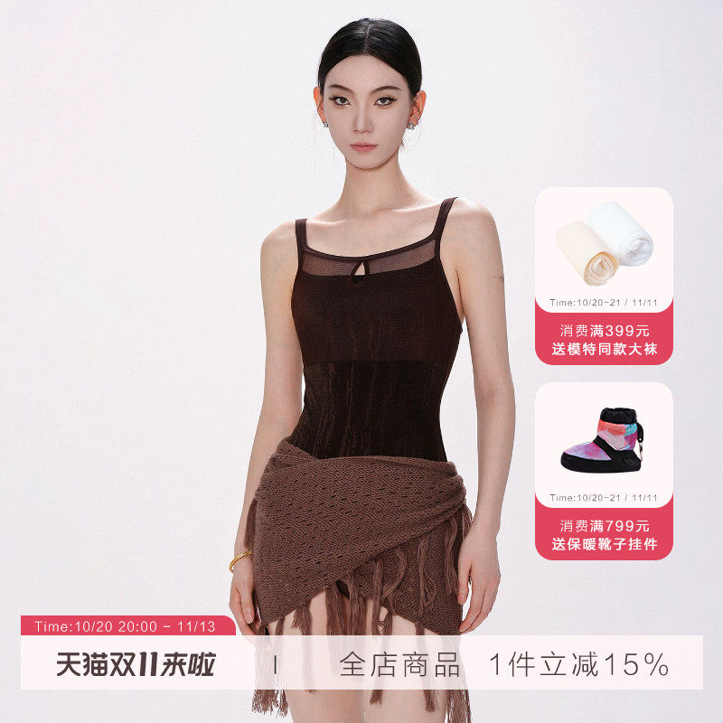 danzbaby芭蕾舞服女体操服成人练功服暗纹网纱拼接吊带体服B362-2