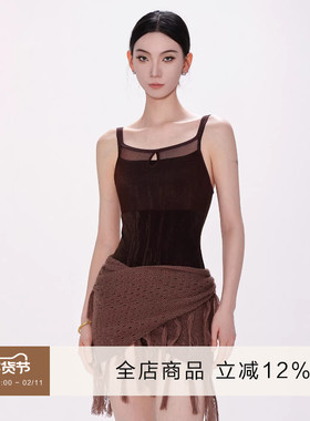 danzbaby芭蕾舞服女体操服成人练功服暗纹网纱拼接吊带体服B362-2