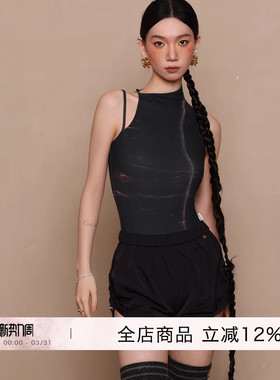 danzbaby芭蕾舞服成人练功服女体操服不规则形体服系扣连体服B390