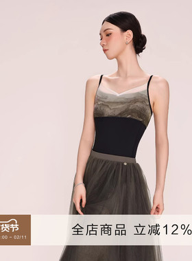 danzbaby芭蕾舞服女练功形体服成人瑜伽网纱拼接体服吊带体服B378