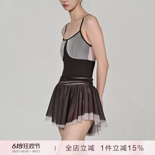 danzbaby芭蕾舞服成人形体服女体操服瑜伽撞色拼接吊带体服B414