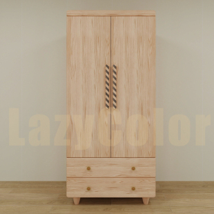 空间美学儿童衣柜原木家用小户型衣橱卧室男孩女孩全实木大衣柜