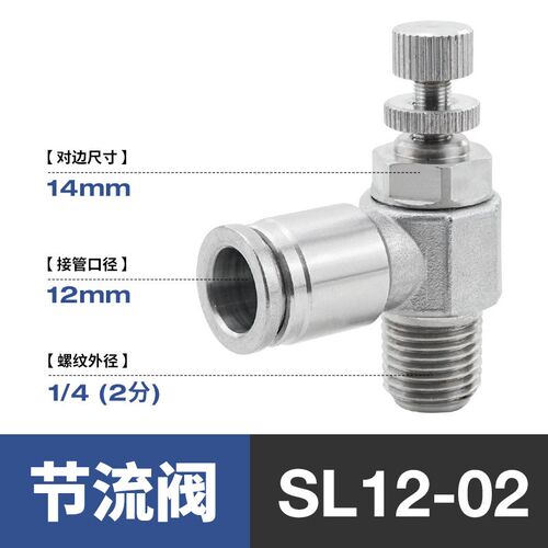 304不锈钢气动气管接头调速单向限流气缸节流阀SL6-01/8-02/10-03
