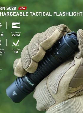 索菲恩 SC28 新款强光战术手电筒2800lmXHP50.2户外便携usb直充