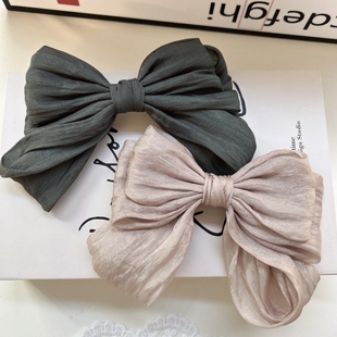 CHIC JEWELRY 韩国发饰头饰ins风复古风褶皱蝴蝶结弹簧夹弹夹发夹