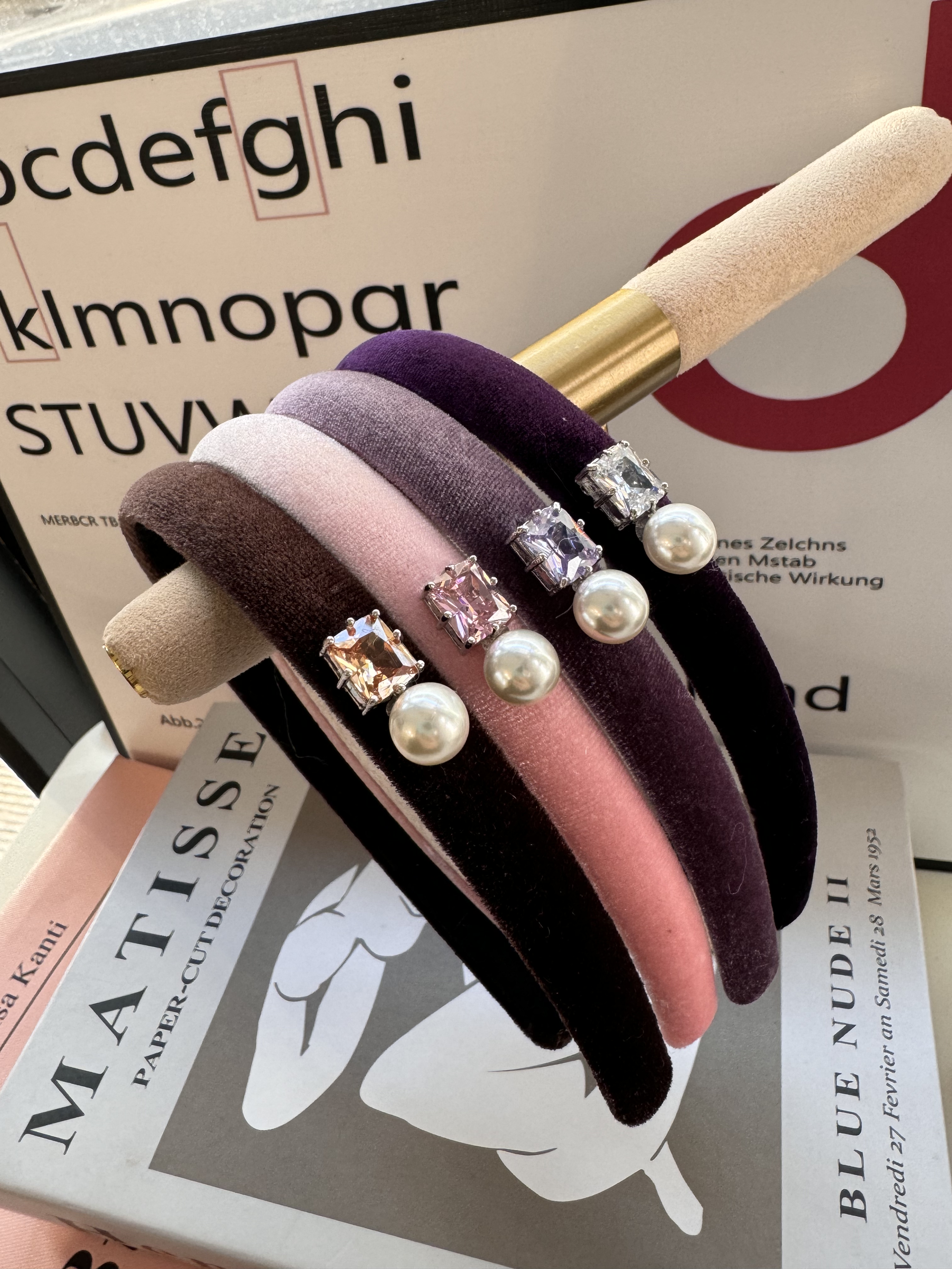 CHIC JEWELRY 韩国发饰头饰ins风Luce家复古秋冬珍珠镶钻丝绒发箍