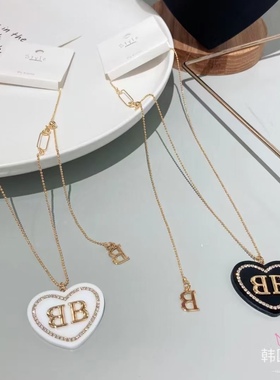 韩国进口小众设计字母爱心锁骨链