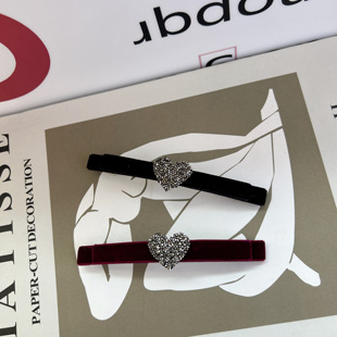 CHIC JEWELRY 韩国发饰头饰ins风复古风丝绒砂糖爱心弹夹发夹边夹
