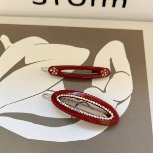 CHIC JEWELRY韩国发饰头饰ins风金标家复古风红色蛙扣发夹边夹