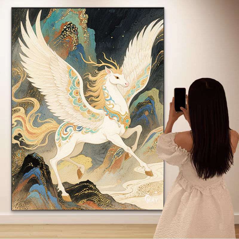 山海经神兽天马数字油画手工diy