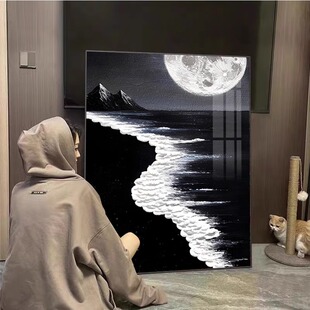 高级感海上明月氛围感钻石画满钻2025新款风景手工diy贴砖画带框