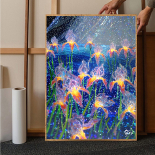 水晶鸢尾花数字油画diy填充手工画画艺术花卉减压手绘丙烯油彩画