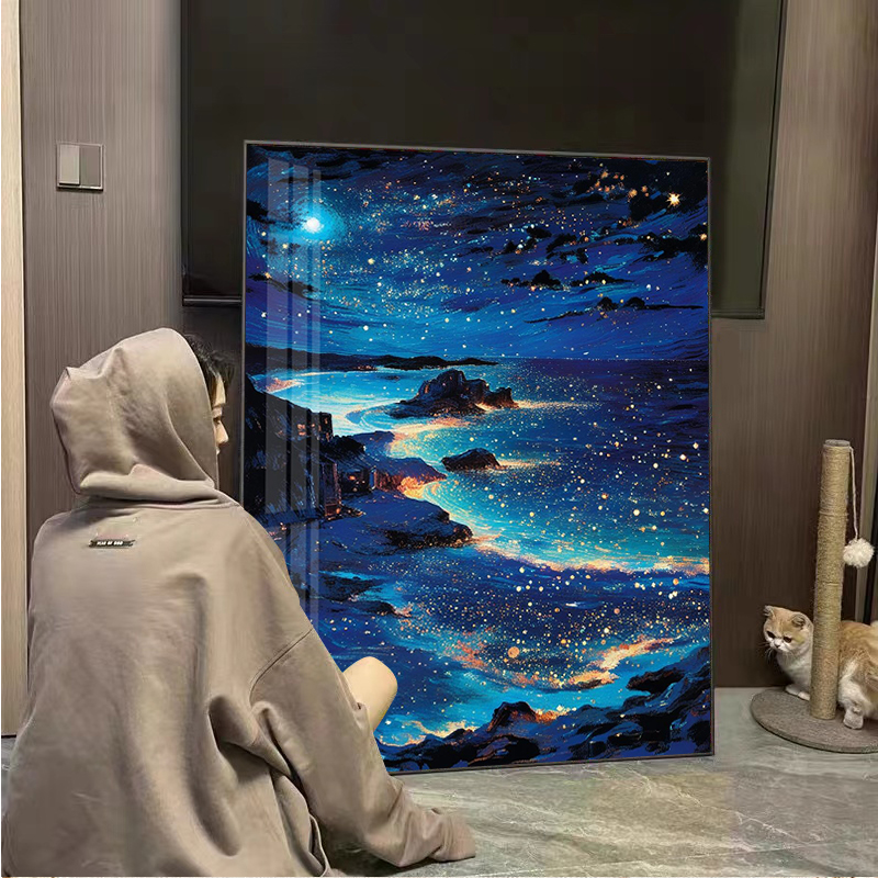 星辰大海钻石画满钻2025新款客厅高级感星空海景贴钻画十字绣带框