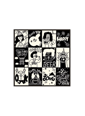 黑白卡通宫格钻石画北欧ins风卧室床头挂画儿童点贴砖十字绣2025