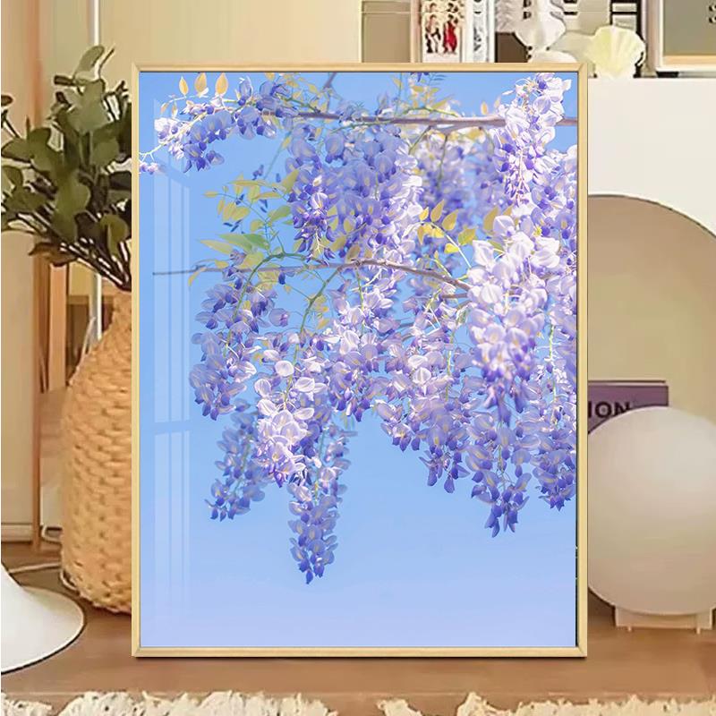 紫藤花钻石画紫气东来手工diy