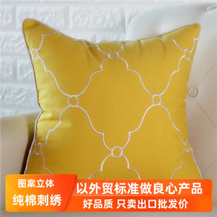 美式奢华纯棉刺绣抱枕套不含芯正方形北欧抱枕靠垫客厅沙发靠枕