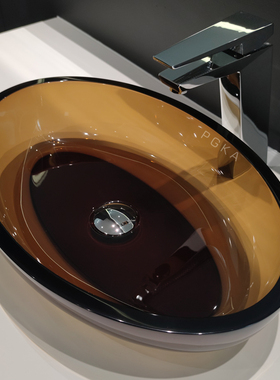 PGKA人造石透明绿色蓝色台上盆红色黑色网红台盆民宿酒店卫浴盆