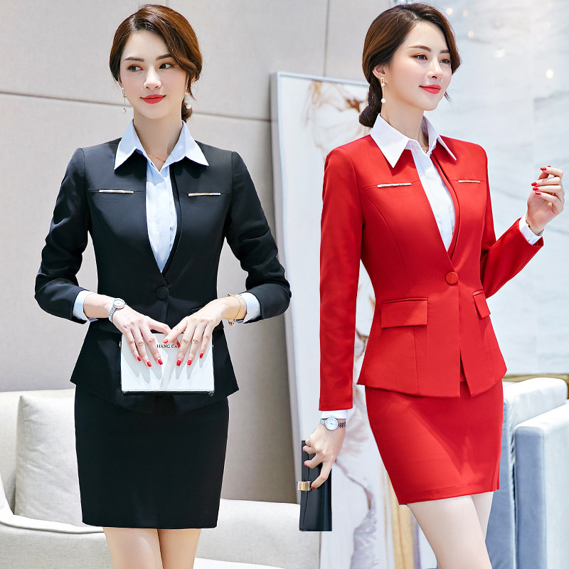 酒店工作服女秋冬2020新款饭店KTV前台经理领班西装正装职业套装