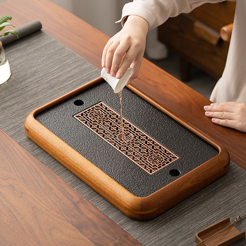 中式实木茶盘储水排水两用