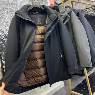 男士 防风防水不钻绒冬季 三合一抗寒保暖鹅绒服 可拆卸内胆 加厚款
