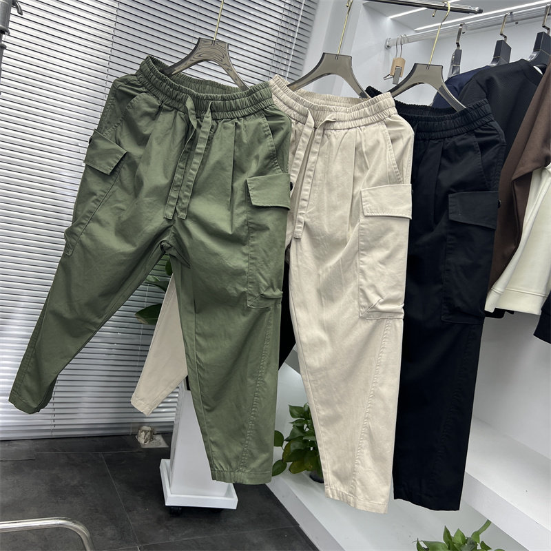 设计师线！阿美咔叽风立体大口袋春夏男士百搭九分直筒工装休闲裤