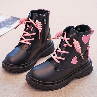 女童单靴皮靴儿童加绒短靴中筒靴26春秋冬新款小女孩公主靴二棉鞋