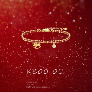 「马上有钱」手链女纯银S999小众碎冰冰生肖马红绳手饰2026年新款