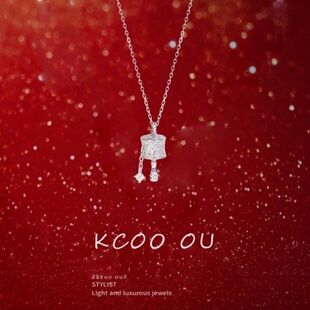 「赚金筒」项链女纯银S999四叶草旋转转经轮锁骨链2026年新款礼物