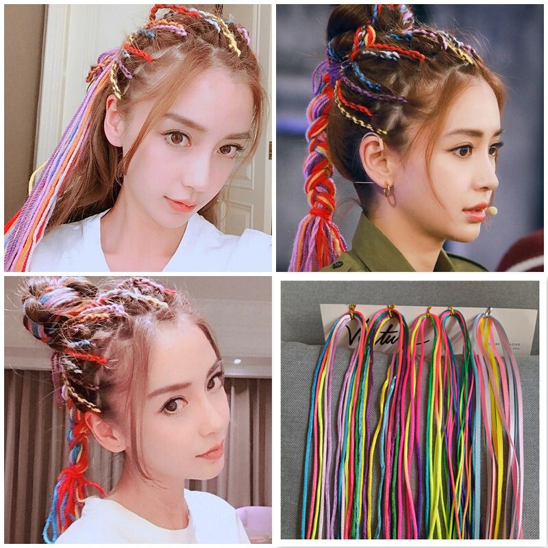 编发彩绳脏辫神器彩色发绳辫子发带头饰儿童脏脏辫头绳七彩丝带女