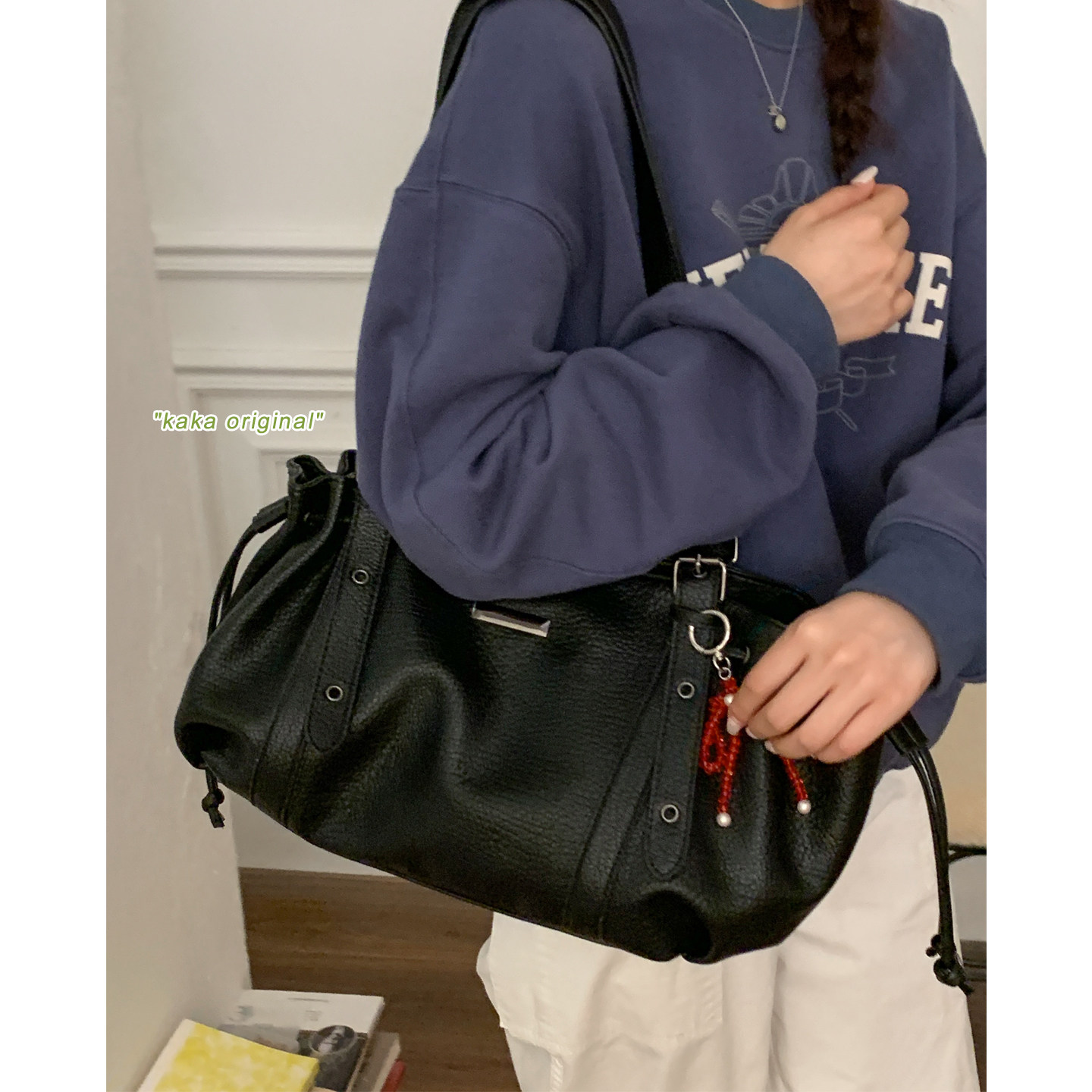 卡乐儿韩国手提机车包单肩托特包