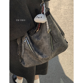 废土风复古双肩包包女秋冬2024新款 潮韩国小众托特包休闲大容量包