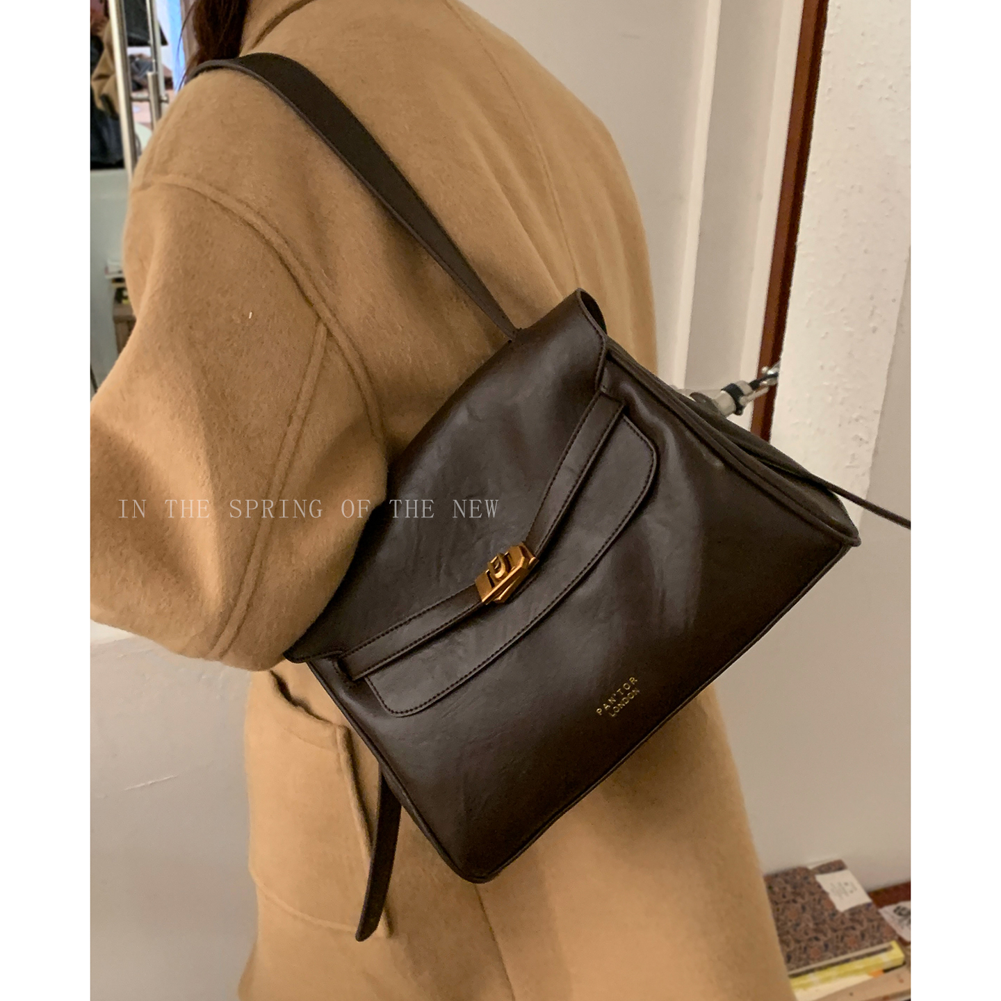 美拉德复古公文包包女冬季2025新款潮时尚韩国公文包大容量凯莉包