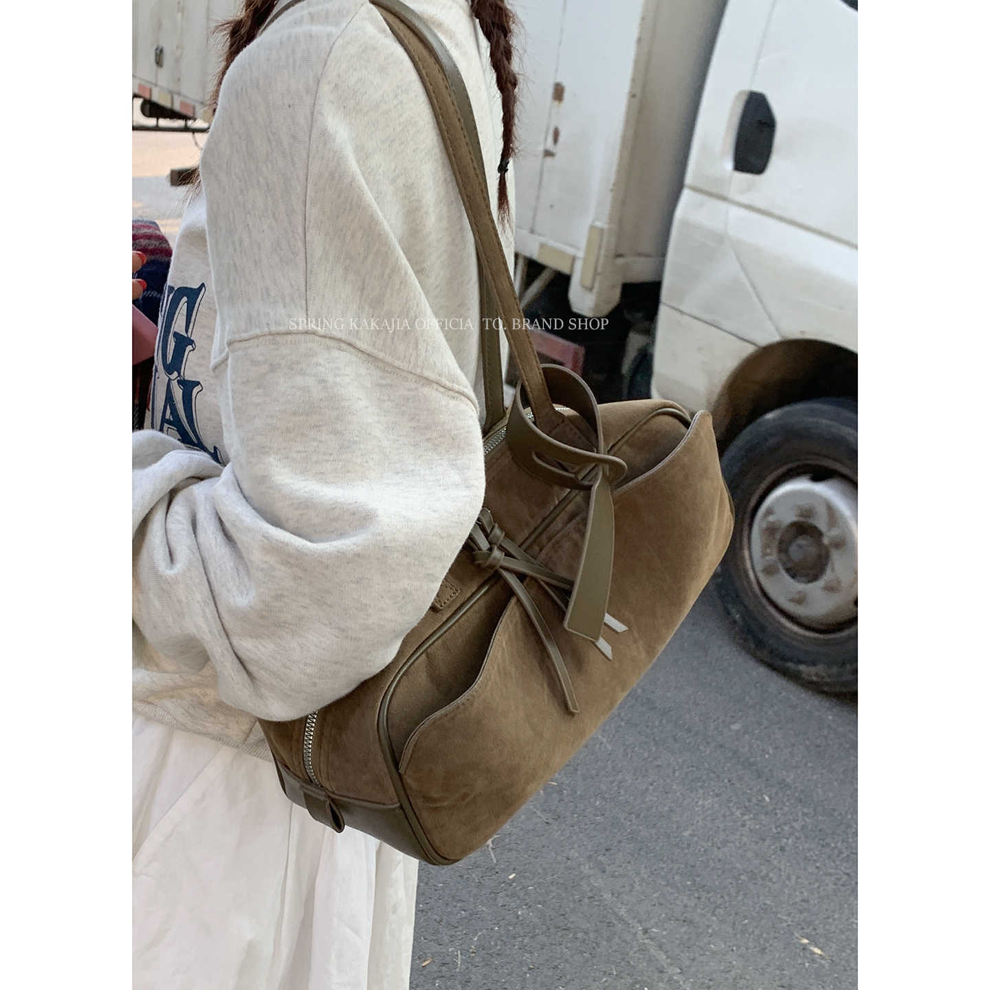 复古手提保龄球包包女秋冬2025新款潮时尚麂皮绒腋下包小众通勤包