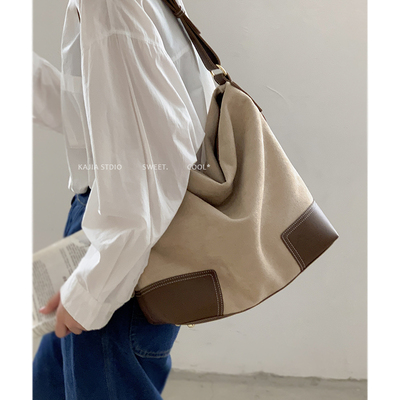 复古大容量托特包单肩包