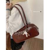 质感小众新年红色包包女2023新款 潮复古韩版 腋下包大容量通勤包