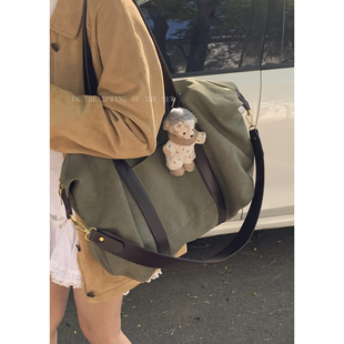 休闲帆布包包女2025新款潮时尚复古托特包百搭大容量手提旅行袋包