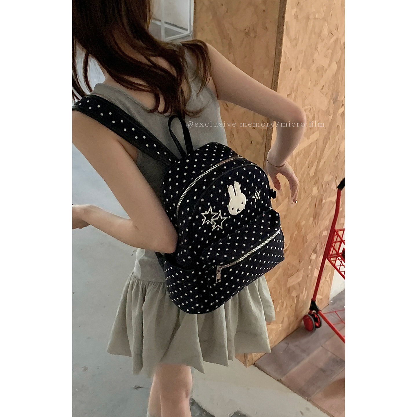 千禧甜酷波点双肩包女包包2026新款潮卡通米菲兔背包大容量书包