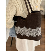 小众设计帆布包包女2024新款 秋冬时尚 大容量单肩包百搭通勤托特包