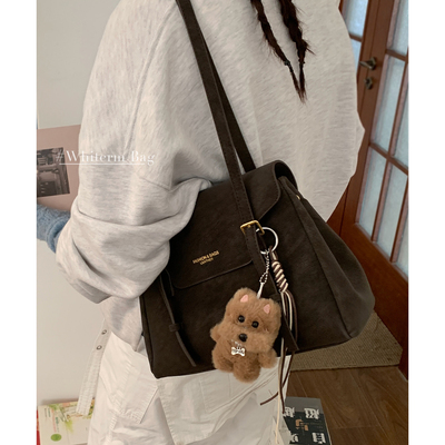 卡乐儿废土风麂皮绒大容量公文包