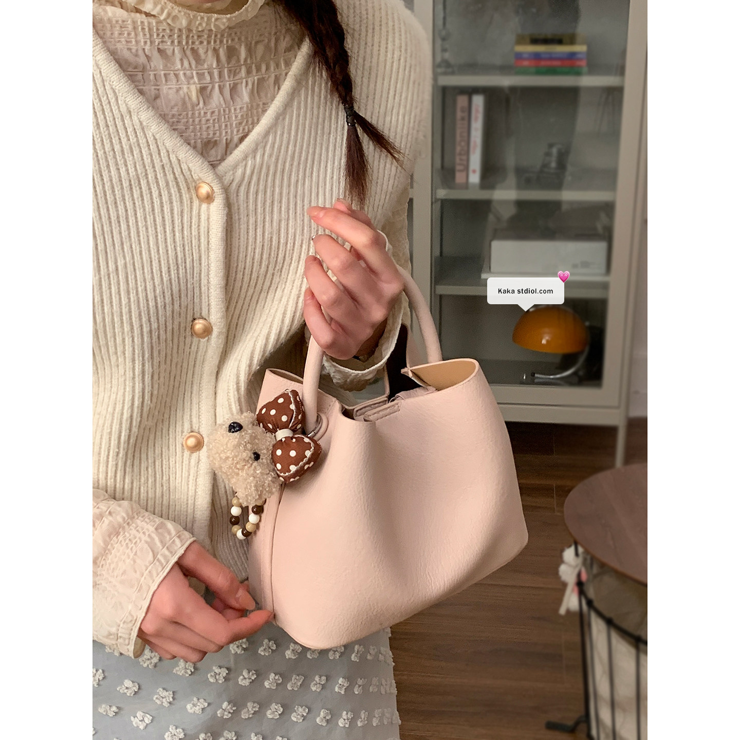 韩国小众手提菜篮子包包女2025新款潮时尚高级荔枝纹水桶包斜挎包