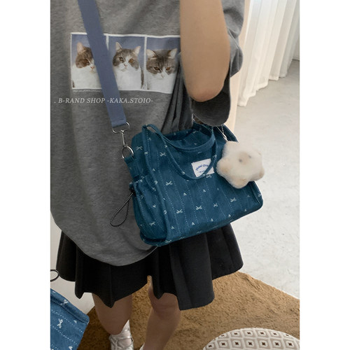 卡乐儿牛仔帆布手提水桶包