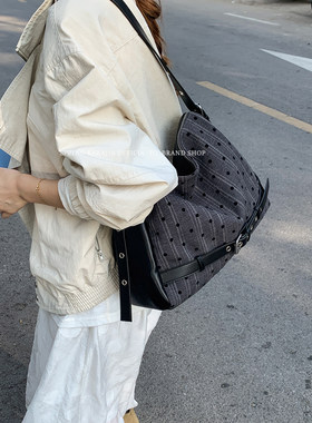学院风波点帆布包大容量托特包