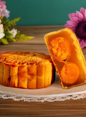 广州荔荣旗舰店酒家双黄白莲蓉月饼广式红豆金腿五仁纯白水果味大