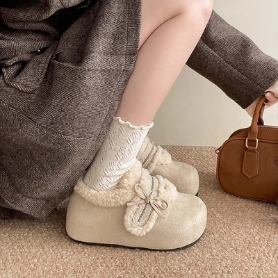 真皮～内增高4厘米加绒勃肯棉鞋