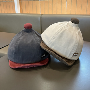 韩系拼色宝宝帽子秋冬季保暖防风鸭舌帽男孩女童春秋小月龄棒球帽