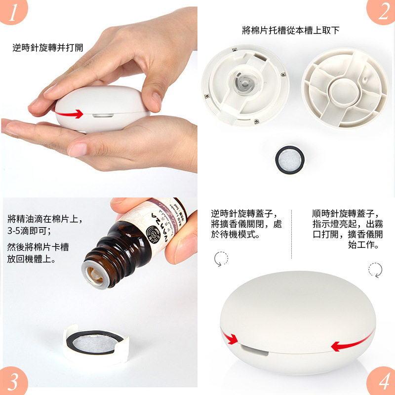 马卡龙精油USB充电便携式香薰机无水车载迷你香薰机扩香仪擴香機