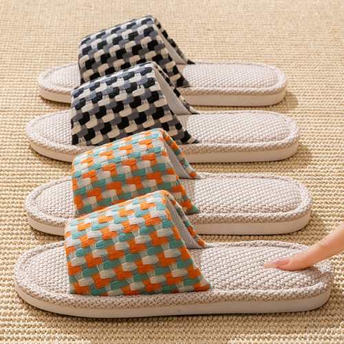 亚麻拖鞋女夏季室内家居吸汗居家防滑春秋四季家用地板棉麻凉拖男